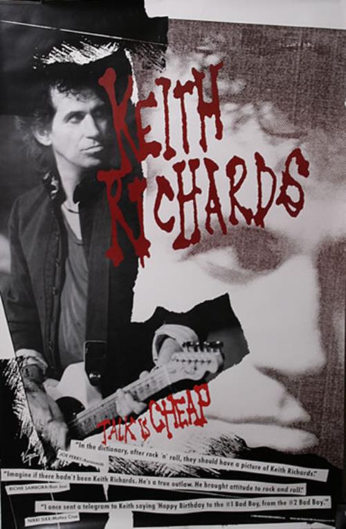 Keith Richards Talk Is Cheap poster US KRIPOTA542897