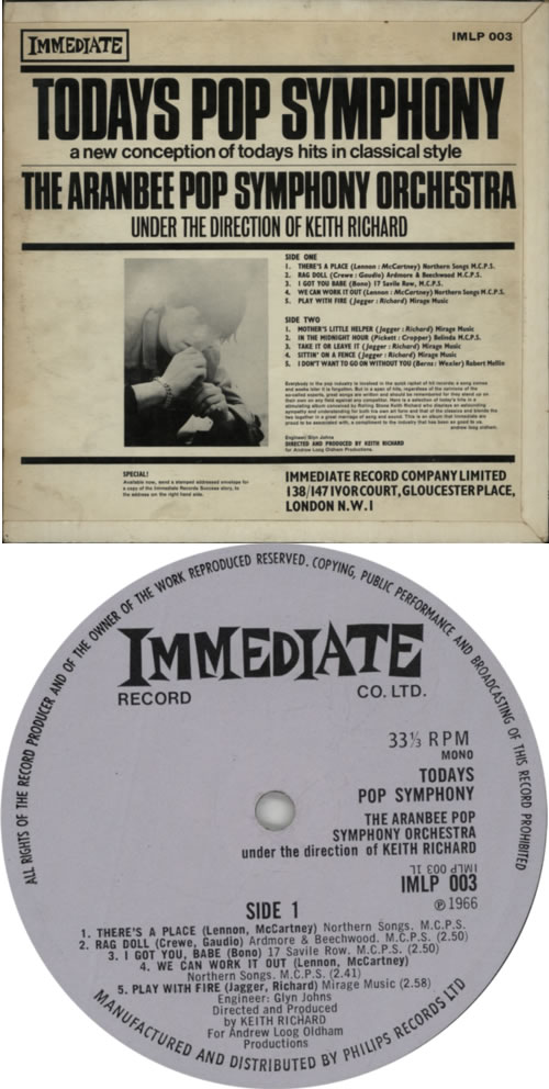 Keith Richards Todays Pop Symphony vinyl LP album (LP record) UK KRILPTO618008