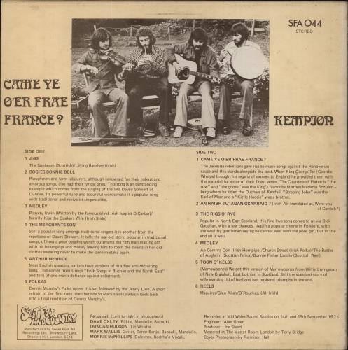 Kempion Came Ye O'er Frae France? vinyl LP album (LP record) UK QFMLPCA856244