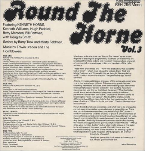 Kenneth Horne Round The Horne - Volume Three vinyl LP album (LP record) UK KJYLPRO251078