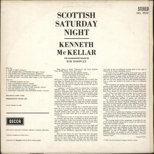 Kenneth McKellar Scottish Saturday Night vinyl LP album (LP record) UK KEKLPSC729931
