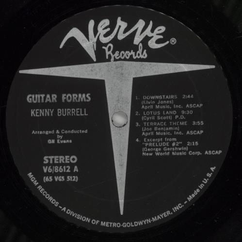 Kenny Burrell Guitar Forms vinyl LP album (LP record) German K\BLPGU875843