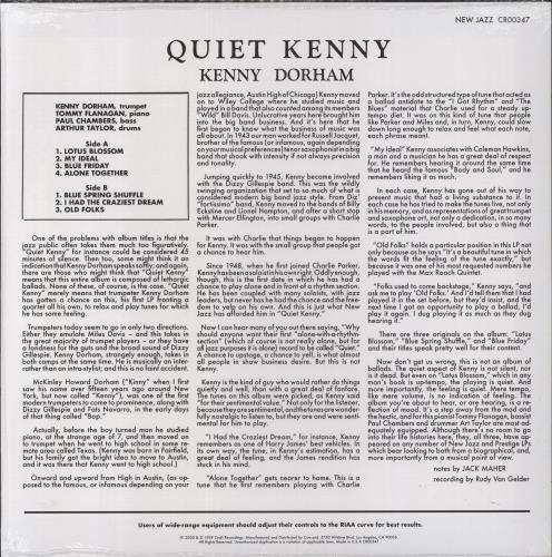 Kenny Dorham Quiet Kenny - 180gm - RSD 2021 - Sealed vinyl LP album (LP record) US KDALPQU852047