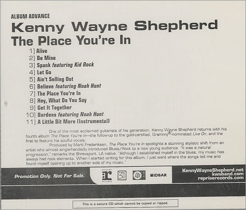 Kenny Wayne Shepherd The Place You're In CD album (CDLP) US KWACDTH482045