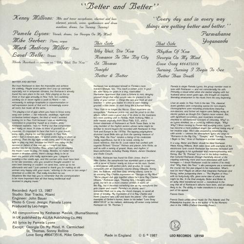 Keshavan Maslak Better And Better vinyl LP album (LP record) UK Q4XLPBE737592