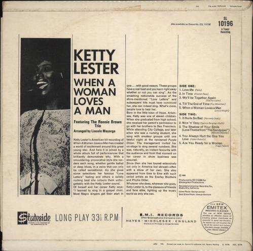 Ketty Lester When A Woman Loves A Man - Factory Sample vinyl LP album (LP record) UK K-LLPWH778307