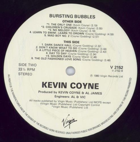Kevin Coyne Bursting Bubbles + lyric poster vinyl LP album (LP record) UK KVCLPBU373922