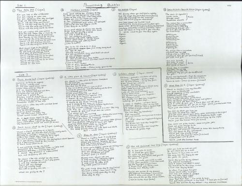 Kevin Coyne Bursting Bubbles + lyric poster vinyl LP album (LP record) UK KVCLPBU373922