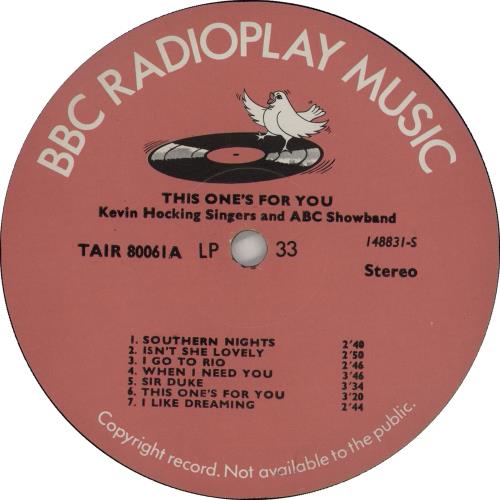 Kevin Hocking Singers This One's For You vinyl LP album (LP record) UK KZVLPTH660466