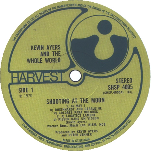 Kevin Ayers Shooting At The Moon 1st EX UK vinyl LP album (LP