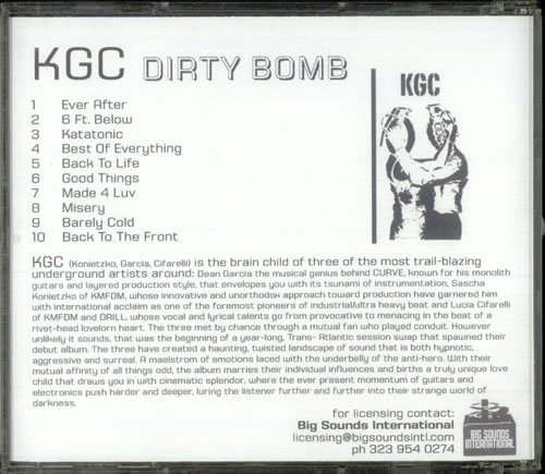 KGC Dirty Bomb CD-R acetate US KGECRDI533586