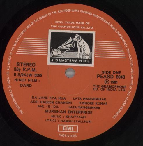 Khaiyyaam Dard (Conflict Of Emotions) vinyl LP album (LP record) Indian OHFLPDA793975