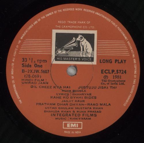 Khaiyyaam Umrao Jaan vinyl LP album (LP record) Indian OHFLPUM886816