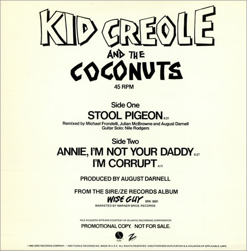 Kid Creole & The Coconuts Stool Pigeon 12" vinyl single (12 inch record / Maxi-single) US KDC12ST479310