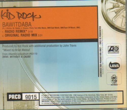 Kid Rock Bawitdaba CD single (CD5 / 5") US KDRC5BA142164