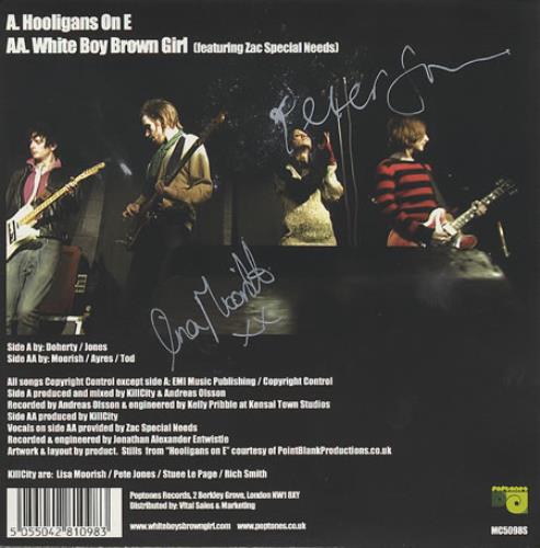 Kill City Hooligans On E - Autographed 7" vinyl single (7 inch record / 45) UK K/L07HO358569