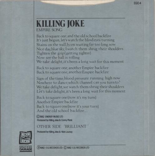 Killing Joke Empire Song 7" vinyl single (7 inch record / 45) UK KIL07EM129102
