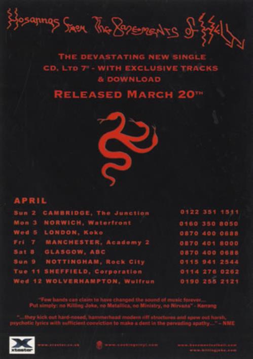 Killing Joke Hosannas From The Basement Of Hell - Set Of Five Handbills handbill UK KILHBHO529236