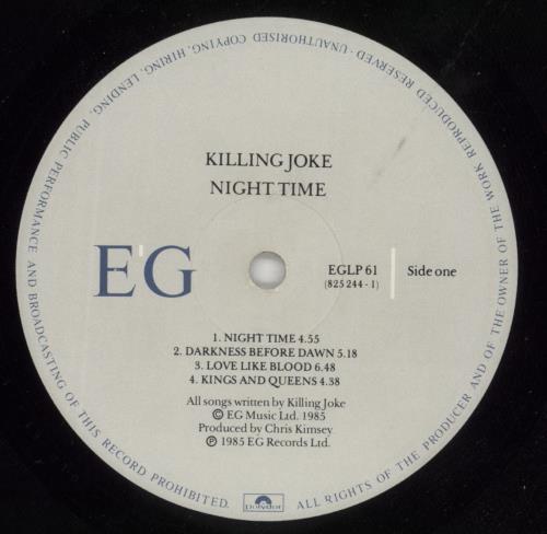 Killing Joke Night Time - EX vinyl LP album (LP record) UK KILLPNI778894