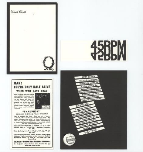 Killing Joke Turn To Red + Inserts 10" vinyl single (10 inch record) UK KIL10TU781976