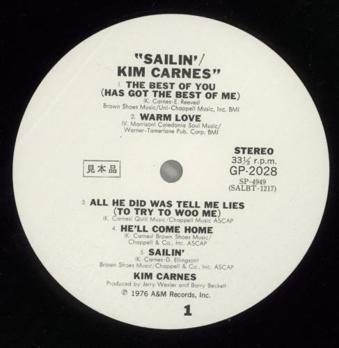 Kim Carnes Sailin' vinyl LP album (LP record) Japanese CNSLPSA137855