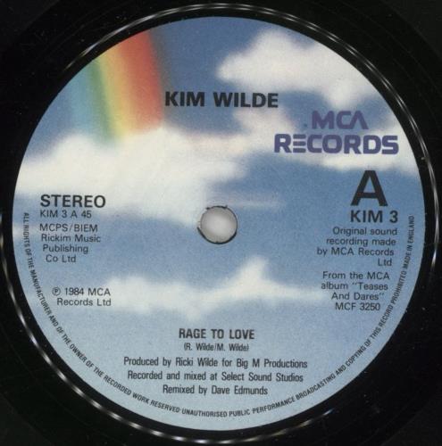 Kim Wilde Rage To Love 7" vinyl single (7 inch record / 45) UK WIL07RA38779