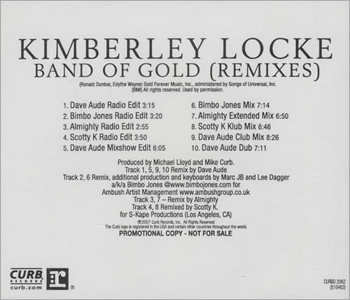 Kimberley Locke Band Of Gold - Remixes CD single (CD5 / 5") US KIBC5BA433875