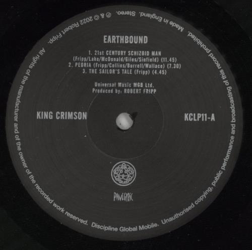 King Crimson Earthbound - 200gm vinyl LP album (LP record) UK KNCLPEA866723