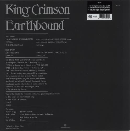 King Crimson Earthbound - 200gm vinyl LP album (LP record) UK KNCLPEA866723