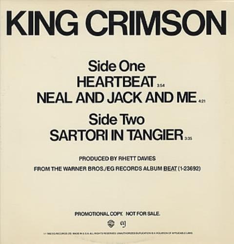 King Crimson Heartbeat 12" vinyl single (12 inch record / Maxi-single) US KNC12HE82153