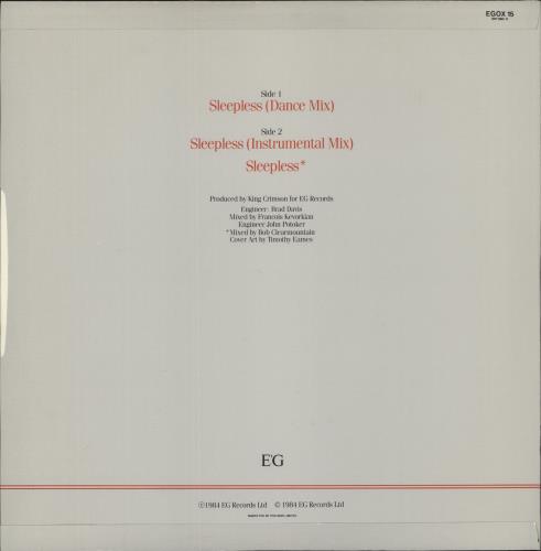 King Crimson Sleepless - Price Stickered 12" vinyl single (12 inch record / Maxi-single) UK KNC12SL821349