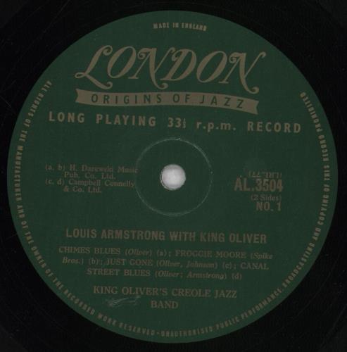 King Oliver Louis Armstrong With King Oliver 10" vinyl single (10 inch record) UK KIV10LO840401