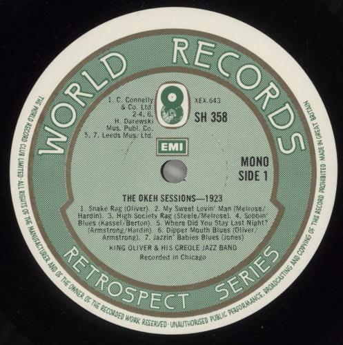 King Oliver The Okeh Sessions vinyl LP album (LP record) UK KIVLPTH494059