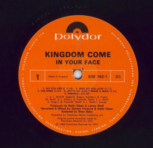 Kingdom Come (80s) In Your Face vinyl LP album (LP record) UK KCOLPIN277493