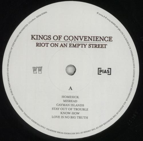 Kings Of Convenience Riot On An Empty Street vinyl LP album (LP record) UK KOCLPRI852097