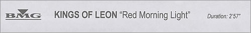 Kings Of Leon Red Morning Light video (VHS or PAL or NTSC) UK KOLVIRE247055