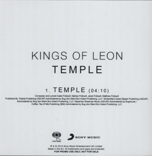 Kings Of Leon Temple CD-R acetate UK KOLCRTE607485