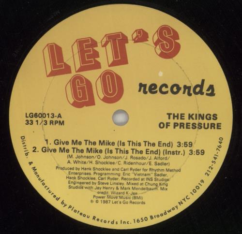 Kings Of Pressure Give Me The Mike (Is This The End) / You Know How To Reach Us 12" vinyl single (12 inch record / Maxi-single) US 0IN12GI868998