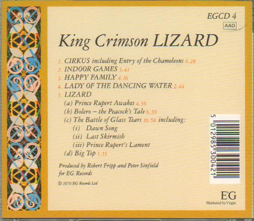 KING CRIMSON / LIZARD (UK-ORIGINAL) Vinyl - King Crimson - Lizard. Original UK 1st Pressing on Island