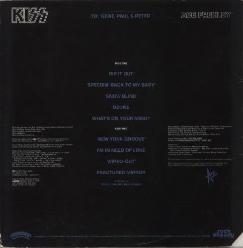 Kiss Ace Frehley - VG vinyl LP album (LP record) US KISLPAC878106