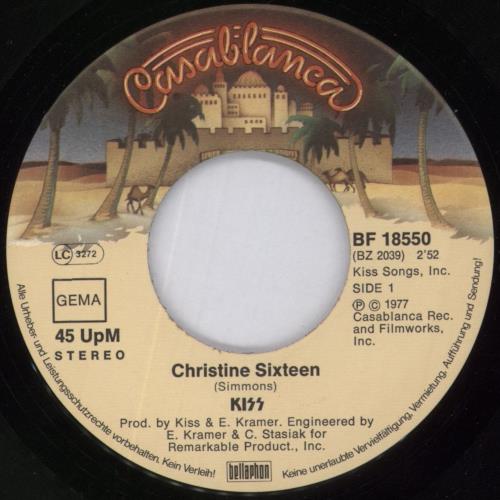 Kiss Christine Sixteen 7" vinyl single (7 inch record / 45) German KIS07CH13878