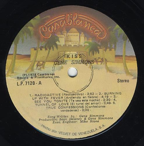 Kiss Gene Simmons vinyl LP album (LP record) Venezuelan KISLPGE370470