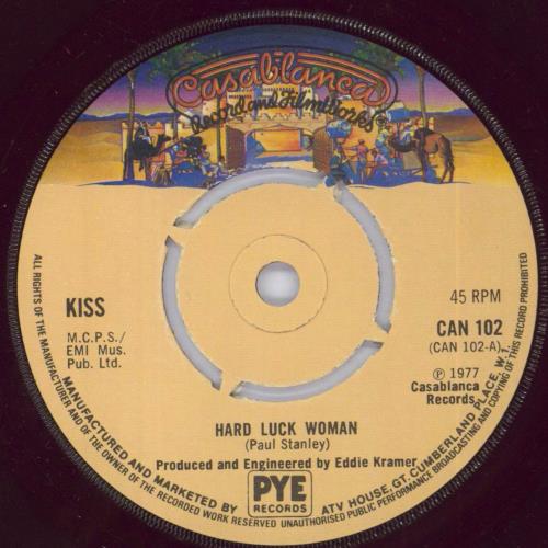 Kiss Hard Luck Woman - Translucent Vinyl + Sleeve EX 7" vinyl single (7 inch record / 45) UK KIS07HA861028