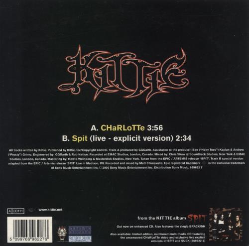 Kittie CHaRLoTTe - White Vinyl 7" vinyl single (7 inch record / 45) UK KTI07CH887471