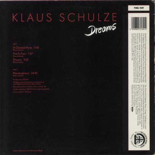 Klaus Schulze Dreams vinyl LP album (LP record) UK ULZLPDR687420