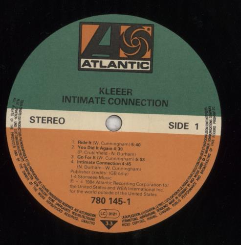 Kleeer Intimate Connection - VG vinyl LP album (LP record) German KL8LPIN759754