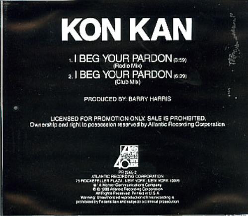 Kon Kan I Beg Your Pardon CD single (CD5 / 5") US KONC5IB289512