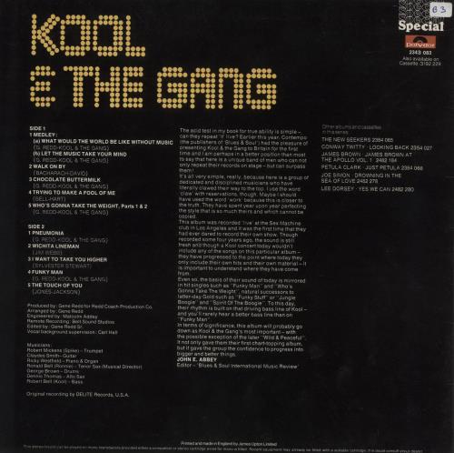 Kool & The Gang Live At The Sex Machine vinyl LP album (LP record) US KOOLPLI881645