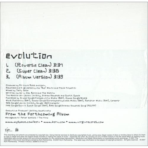 Korn Evolution 3track promo UK Promo CD single (CD5 / 5") (416476)