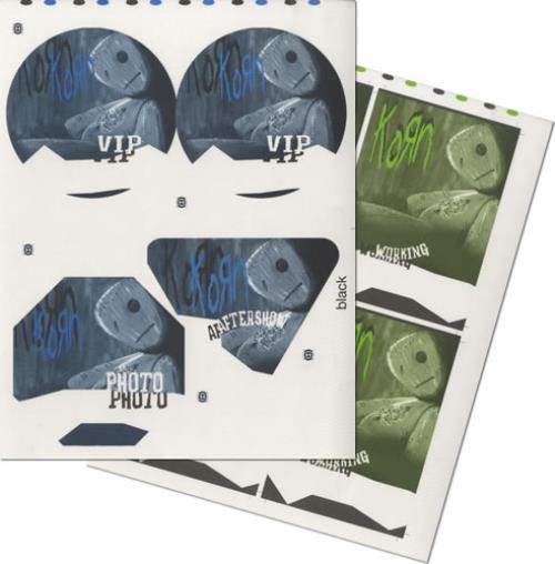 Korn Issues Tour Passes - Uncut Sheets tour pass US KORTPIS429618